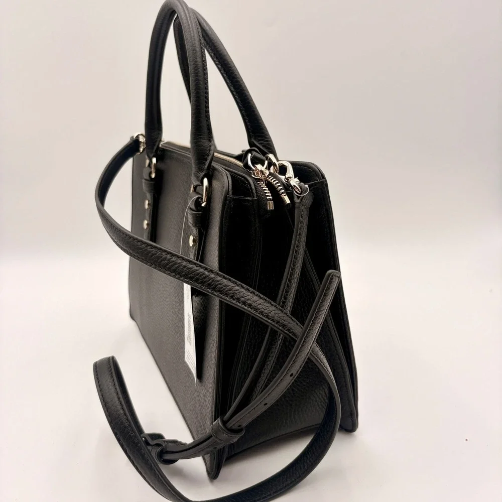 Kate Spade Mulberry Street Lise Black Pebbled Leather Satchel Bag K1115 NWT